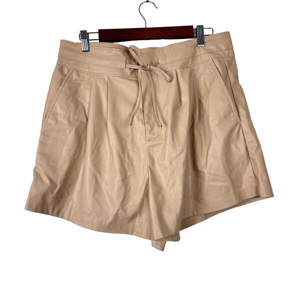 Blank NYC Tan Deep Energy Hi-Rise Vegan Leather Short Drawcord Waist NWT Size 31 - Picture 3 of 10